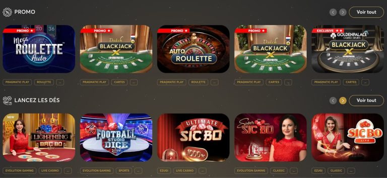 Golden Palace Casino jeux live